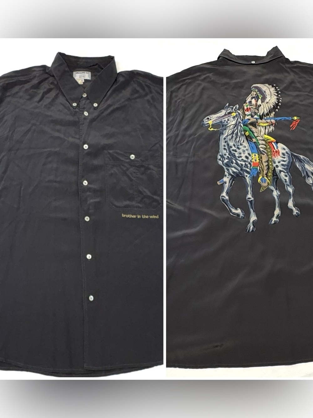 Vintage Otto Kern 100% Silk Western Graphic Button Down Shirt XL 5
